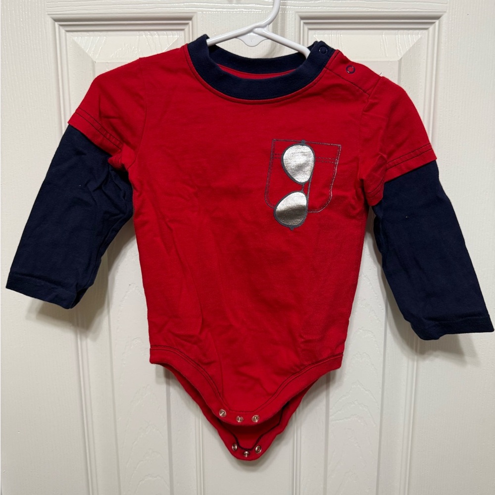 Gymboree Red and Navy Bodysuit with Silver Accents